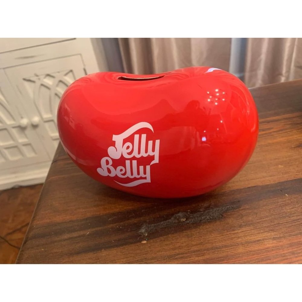 Jelly Belly jelly bean coin bank, excellent condition, red